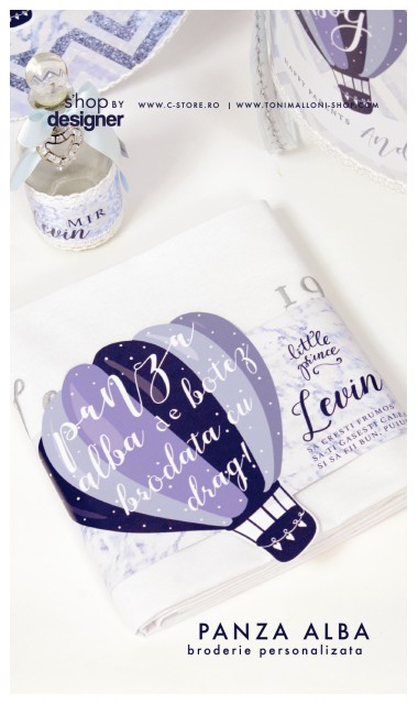 Trusou de botez pentru baieti cu baloane de aer si glitter silver, Daddy's Boy 10